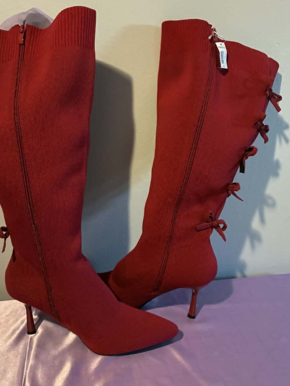 Torrid Red Bow Back Stiletto Knee Boot Wide Width Size 13